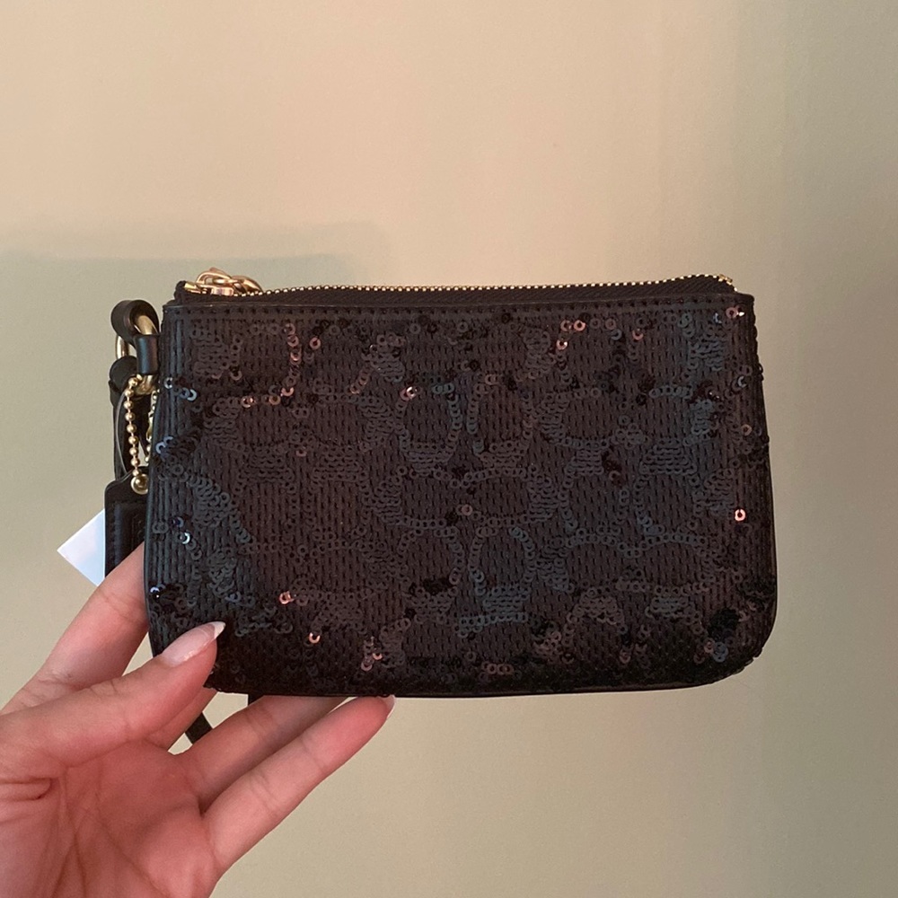 Black Sequin Never Used Coach Wristlet